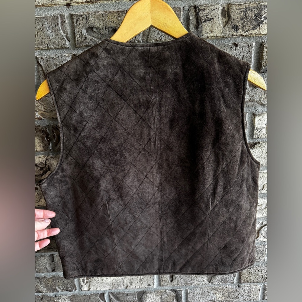 Harold’s Vintage Genuine Suede Leather Vest Brown Zip Western Boho Womens L - Picture 7 of 13